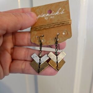 Silver and Brass Chevron Earrings